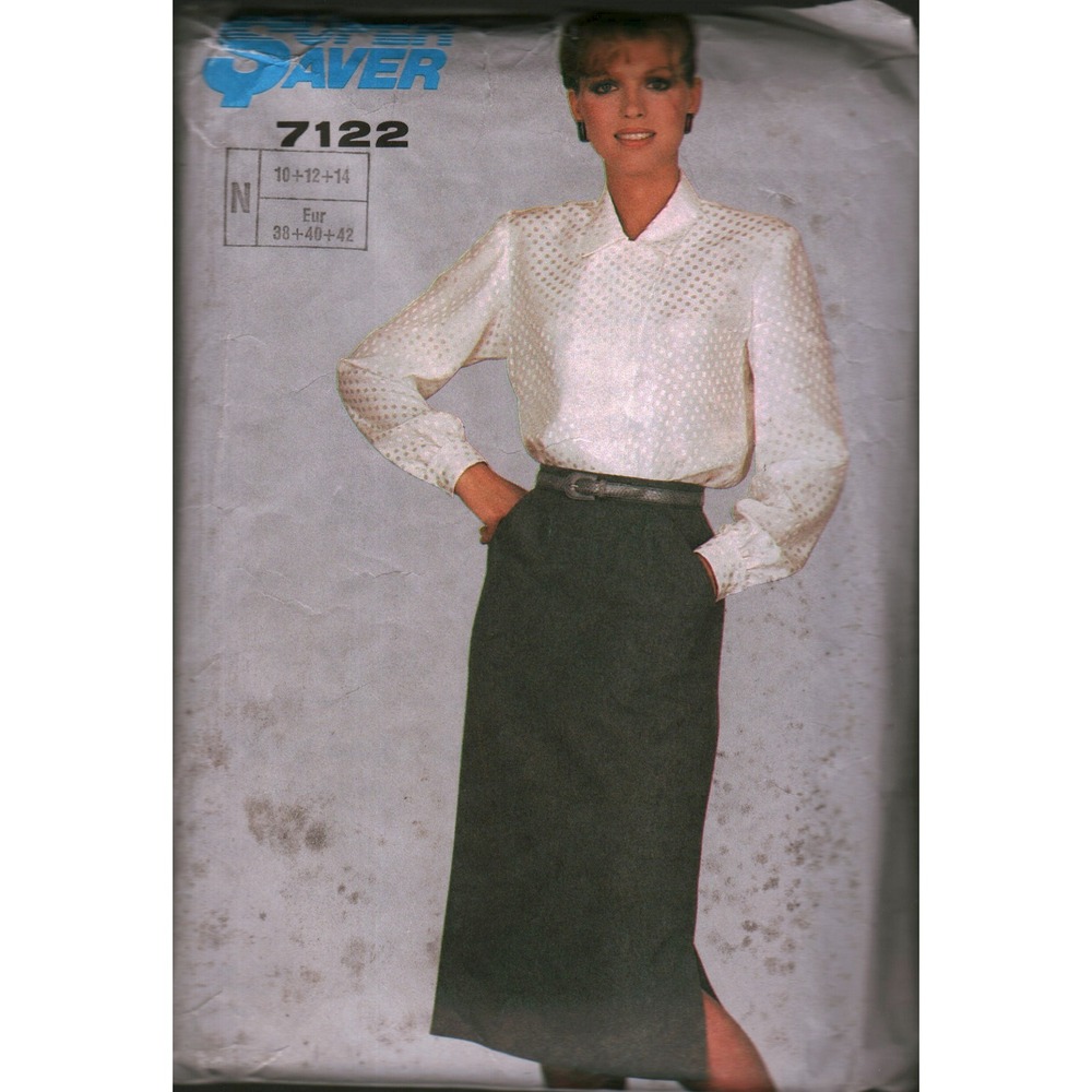 Vintage 1985 Simplicity 7122 Sewing Pattern Blouse Skirt Misses Size 10 CUT